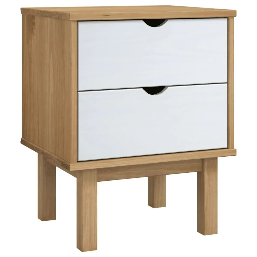 Bedside Cabinet OTTA Brown&White 45x39x57cm Solid Wood Pine 348578