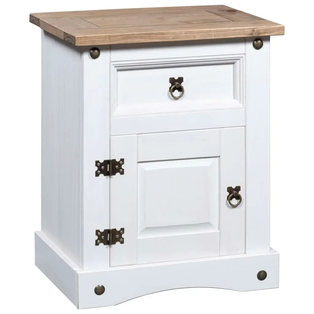 Bedside Cabinet Mexican Pine Corona Range White 53x39x66 cm 282618