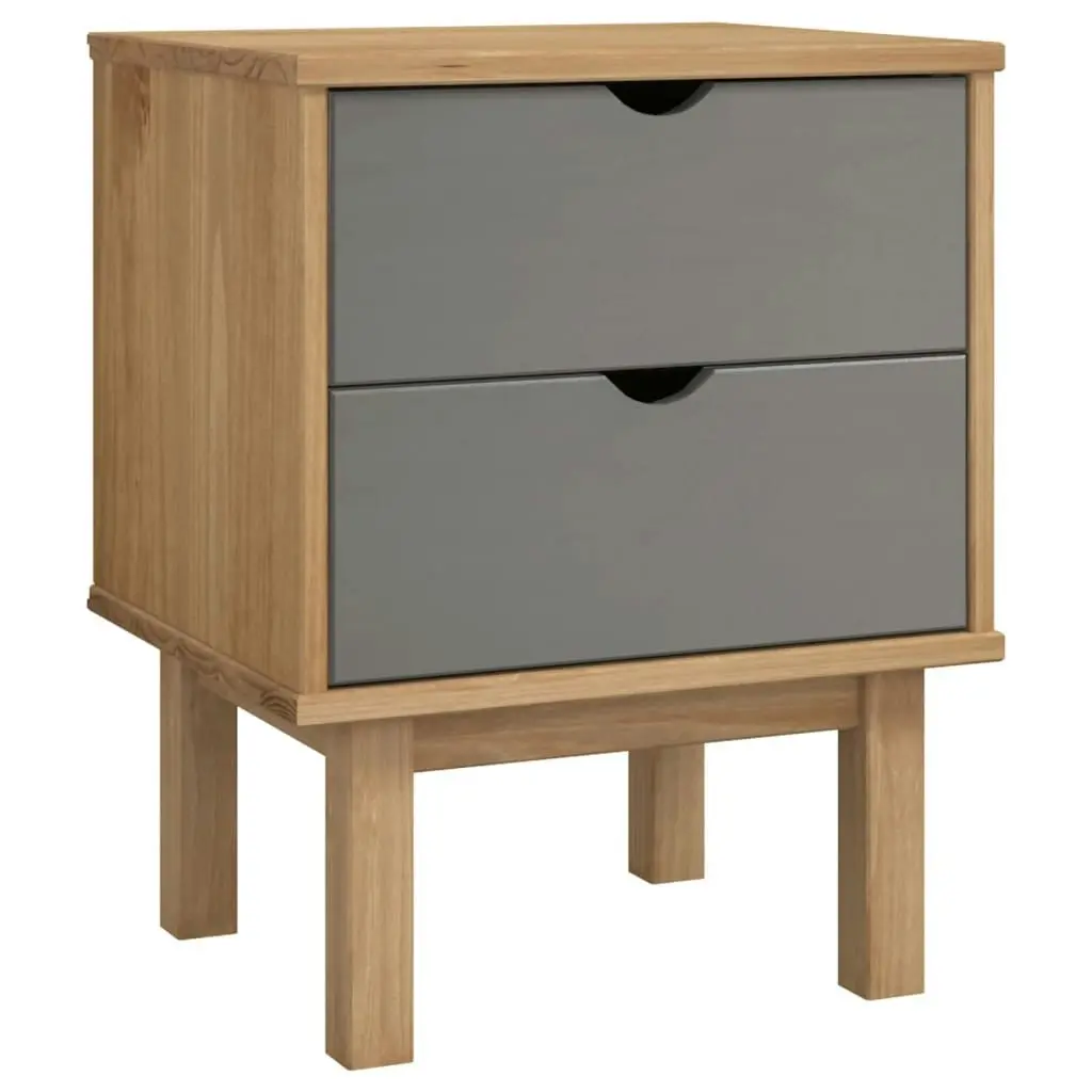 Bedside Cabinet OTTA Brown&Grey 45x39x57 cm Solid Wood Pine 348577