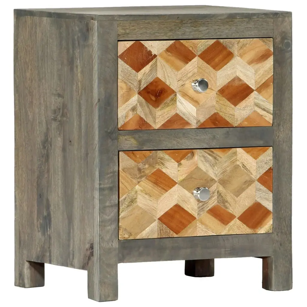 Bedside Cabinet Grey 40x30x50 cm Solid Mango Wood 282734