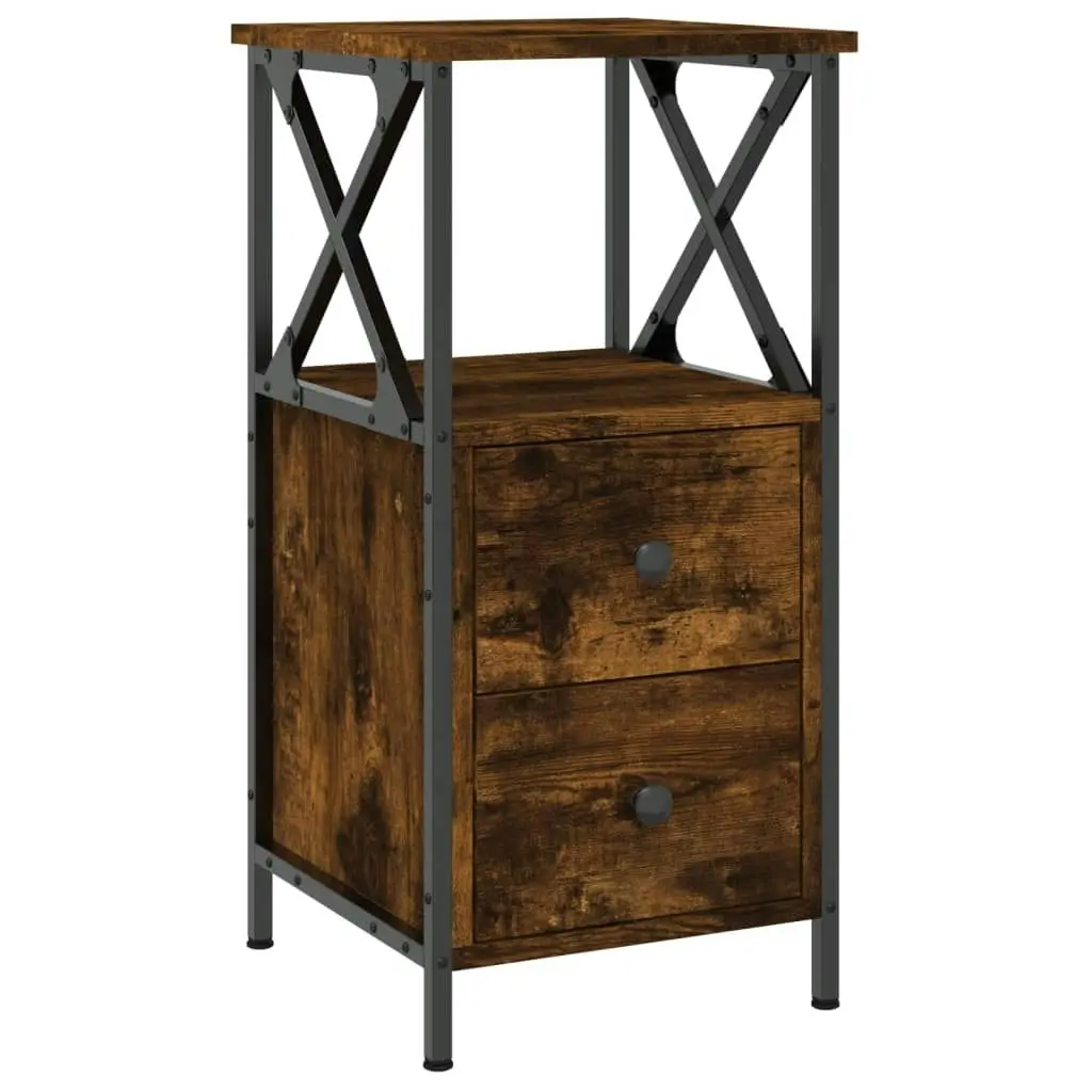 Bedside Cabinet Smoked Oak 34x35.5x70 cm Engineered Wood 825947