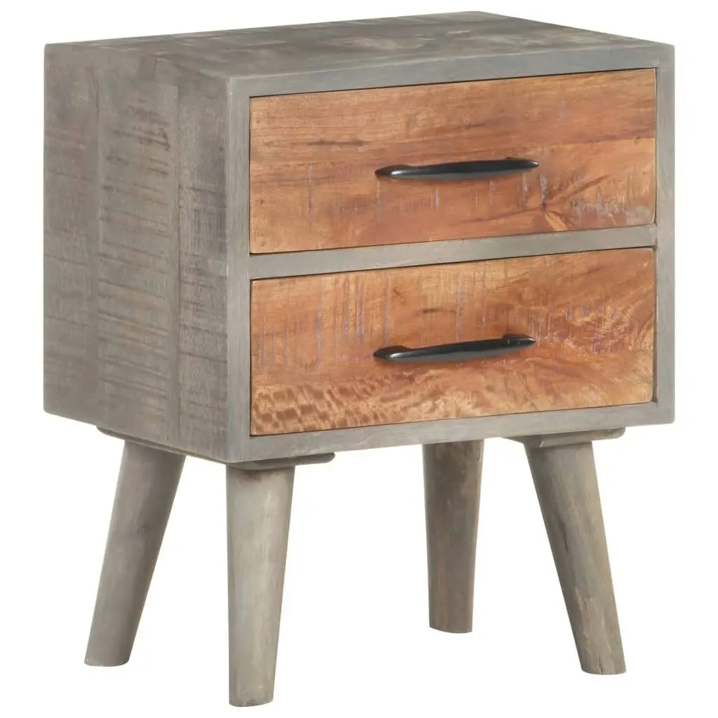 Bedside Cabinet Grey 40x30x50 cm Solid Rough Mango Wood 321806