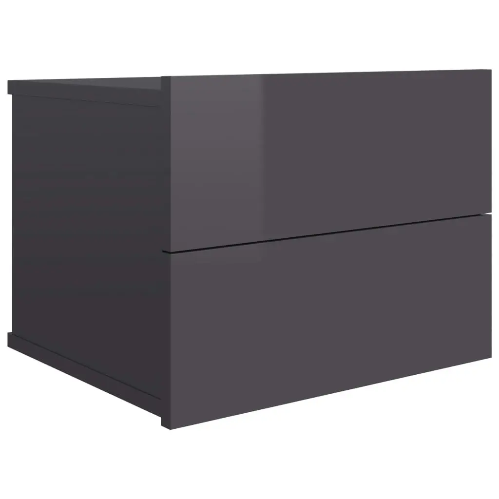 Bedside Cabinet High Gloss Grey 40x30x30 cm Engineered Wood 801069