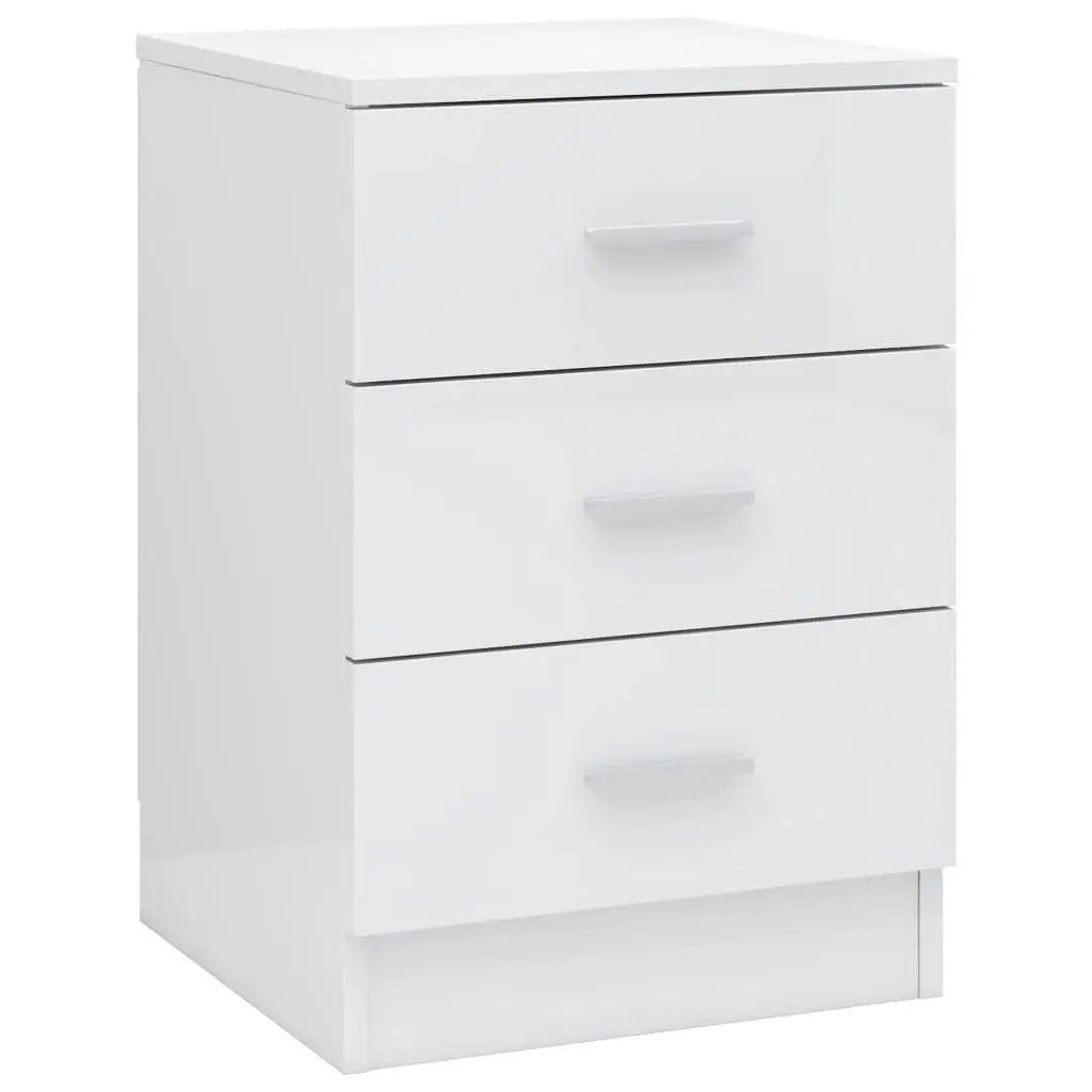 Bedside Cabinet High Gloss White 38x35x56 cm Engineered Wood 800462