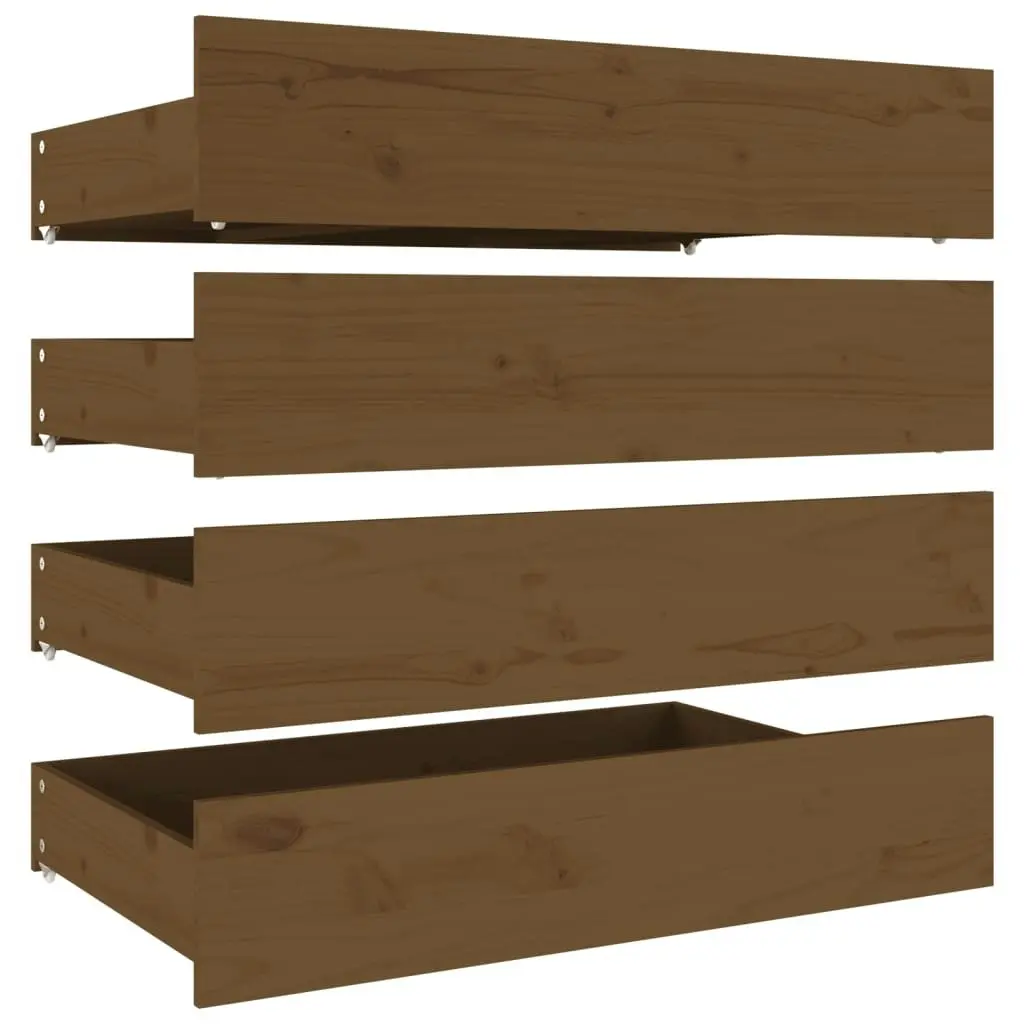 Bed Drawers 4 pcs Honey Brown Solid Wood Pine 815002