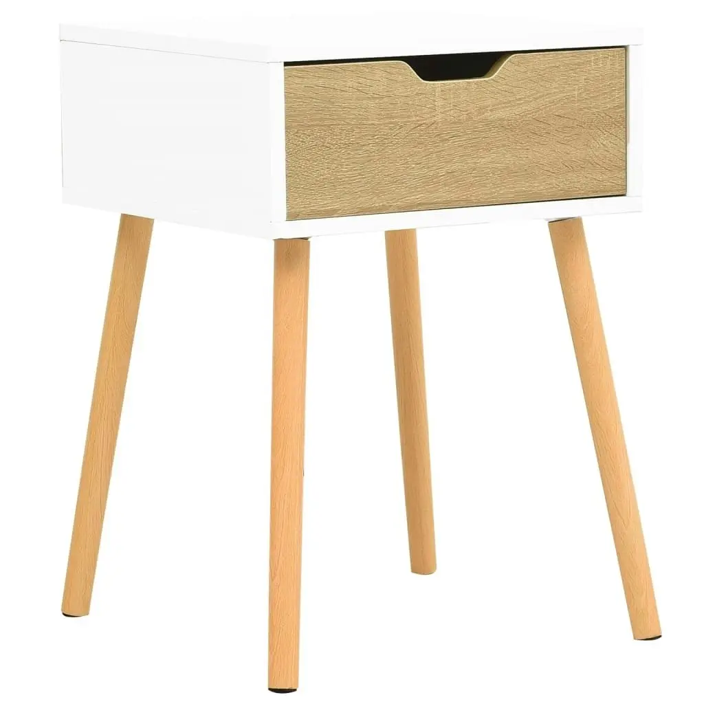 Bedside Cabinet White & Sonoma Oak 40x40x56 cm Engineered Wood 326805