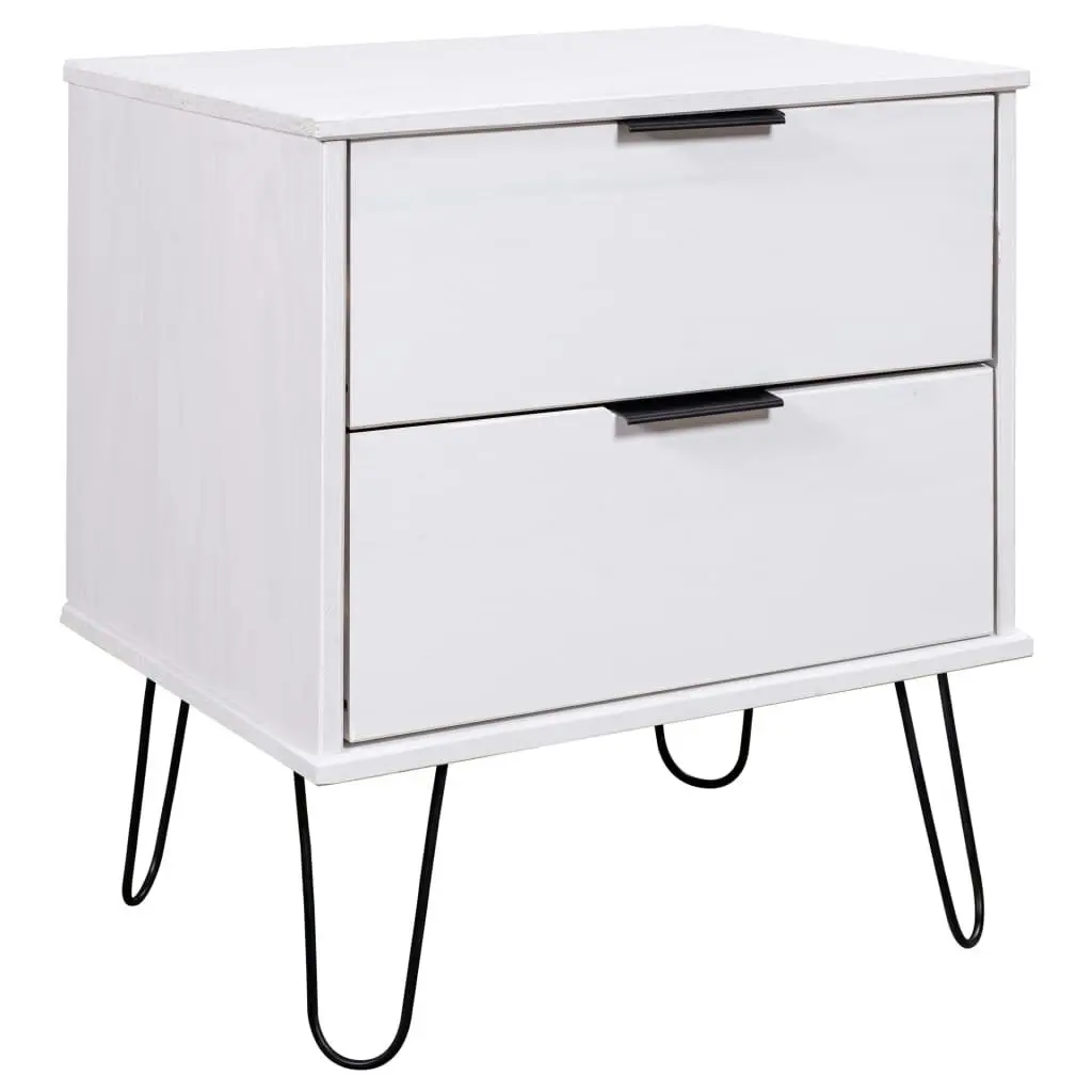 Bedside Cabinet White 45x39.5x57 cm Solid Pine Wood 321117