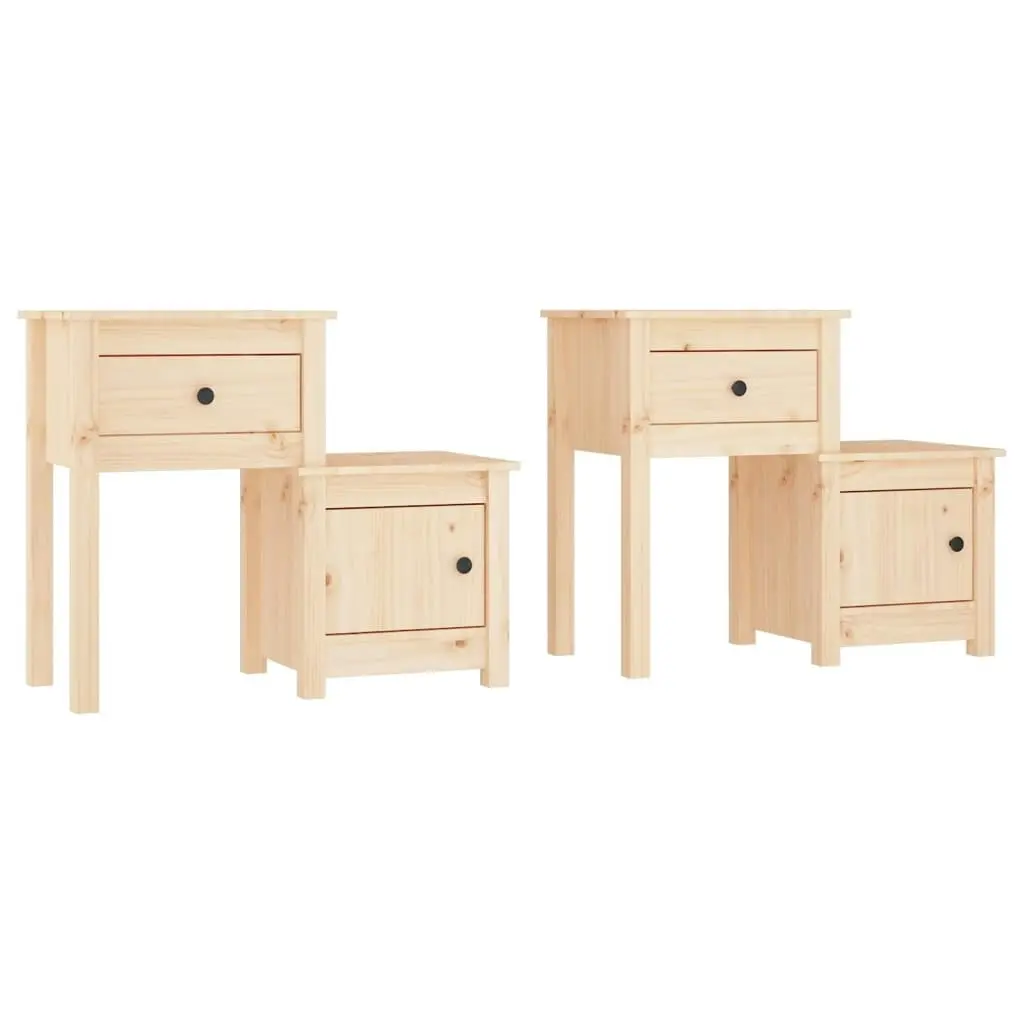 Bedside Cabinets 2 pcs 79.5x38x65.5 cm Solid Wood Pine 814540