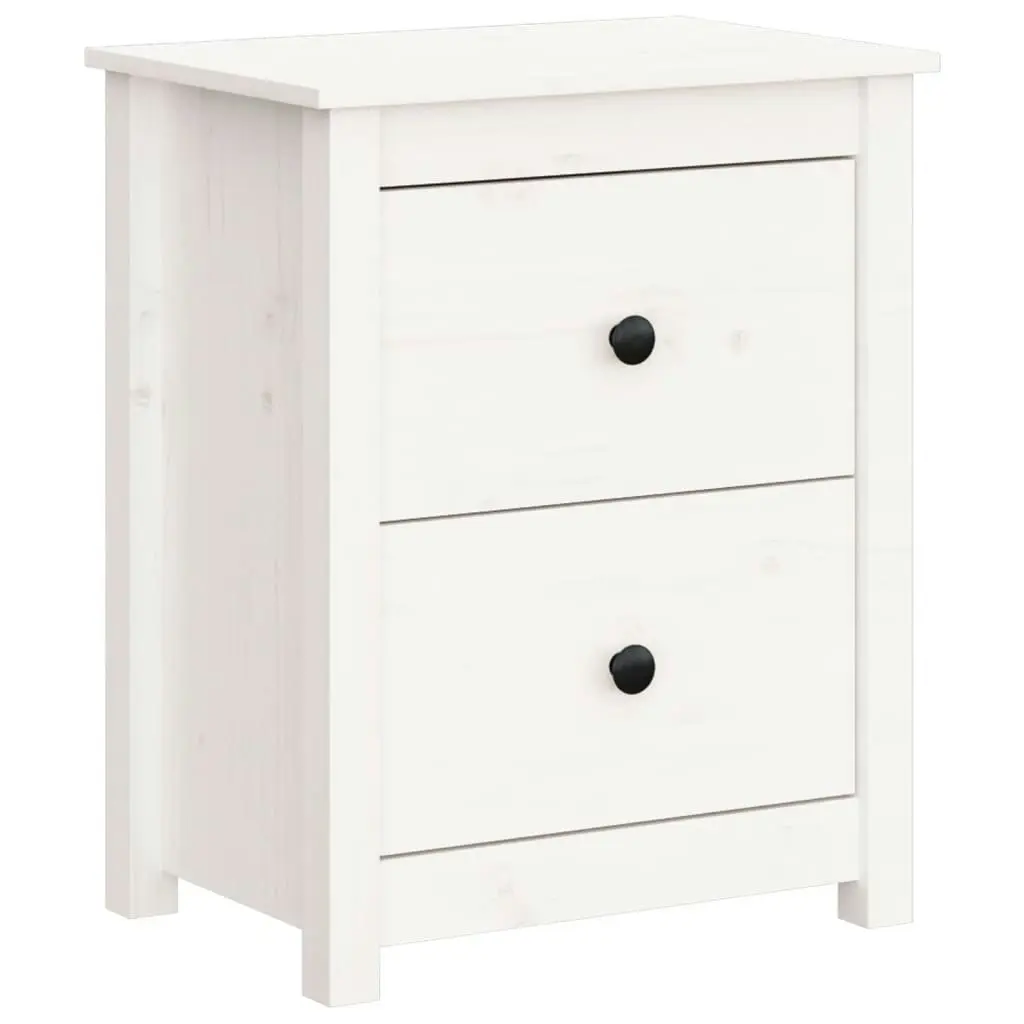 Bedside Cabinet White 50x35x61.5 cm Solid Wood Pine 813681