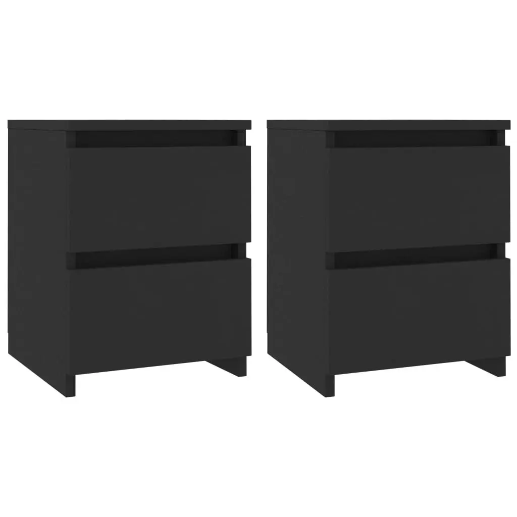 Bedside Cabinets 2 pcs Black 30x30x40 cm Engineered Wood 800516