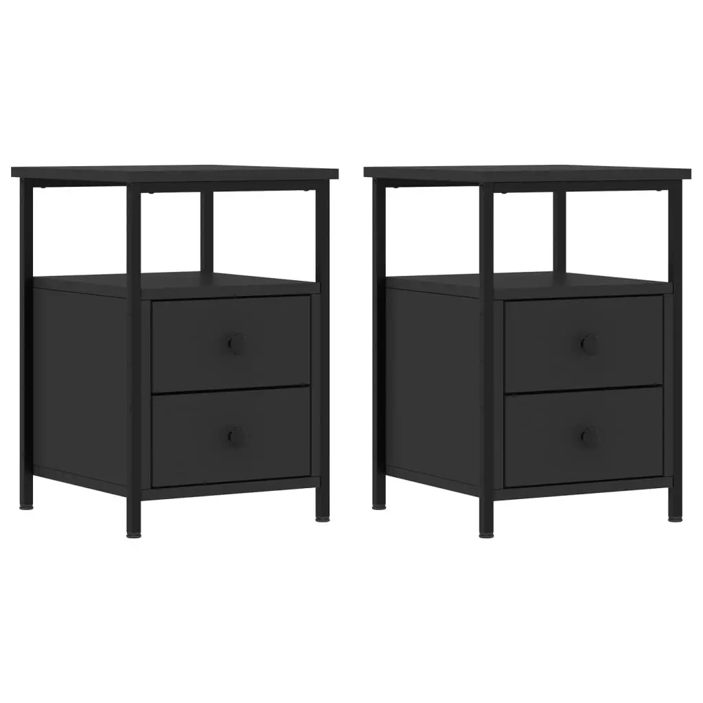 Bedside Cabinets 2 pcs Black 34x35.5x50 cm Engineered Wood 826014