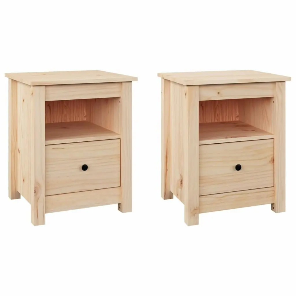 Bedside Cabinets 2 pcs 40x35x49 cm Solid Wood Pine 813710