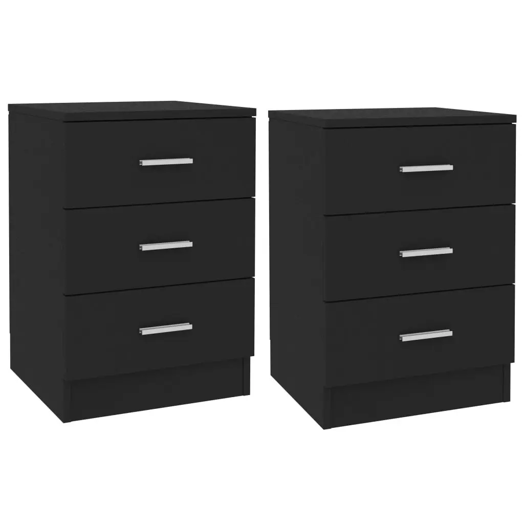 Bedside Cabinets 2 pcs Black 38x35x56 cm Engineered Wood 800453