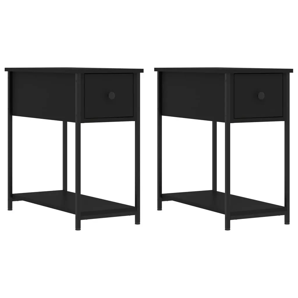 Bedside Cabinets 2 pcs Black 30x60x60 cm Engineered Wood 826054