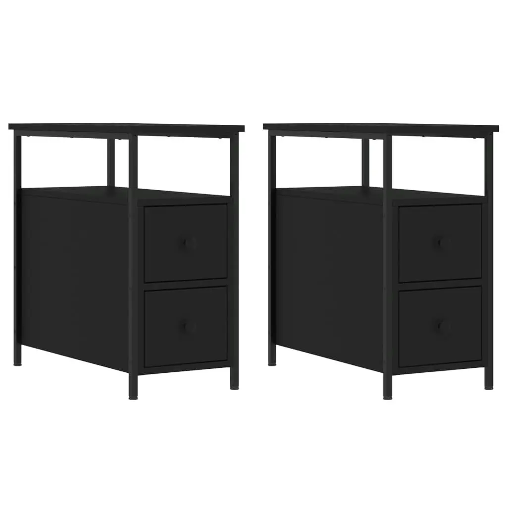 Bedside Cabinets 2 pcs Black 30x60x60 cm Engineered Wood 826064