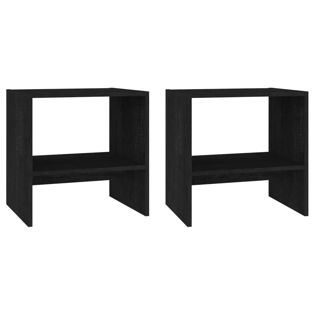 Bedside Cabinets 2 pcs Black 40x30.5x40 cm Solid Pinewood 808062