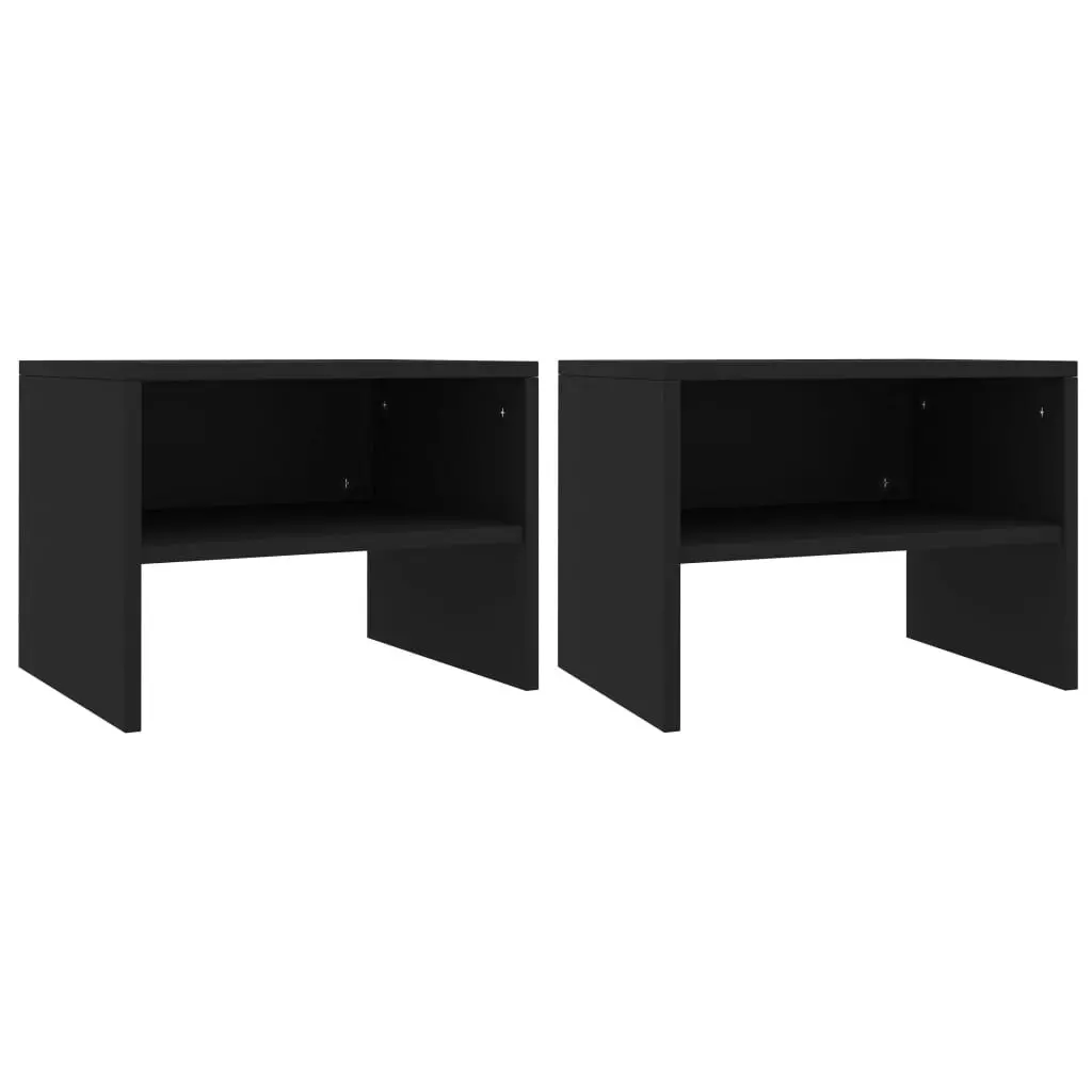 Bedside Cabinets 2 pcs Black 40x30x30 cm Engineered Wood 800066