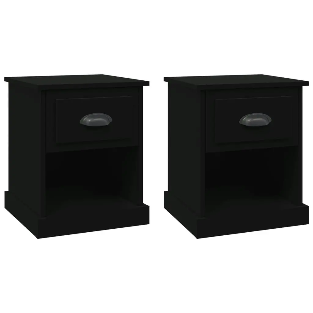 Bedside Cabinets 2 pcs Black 39x39x47.5 cm Engineered Wood 816131