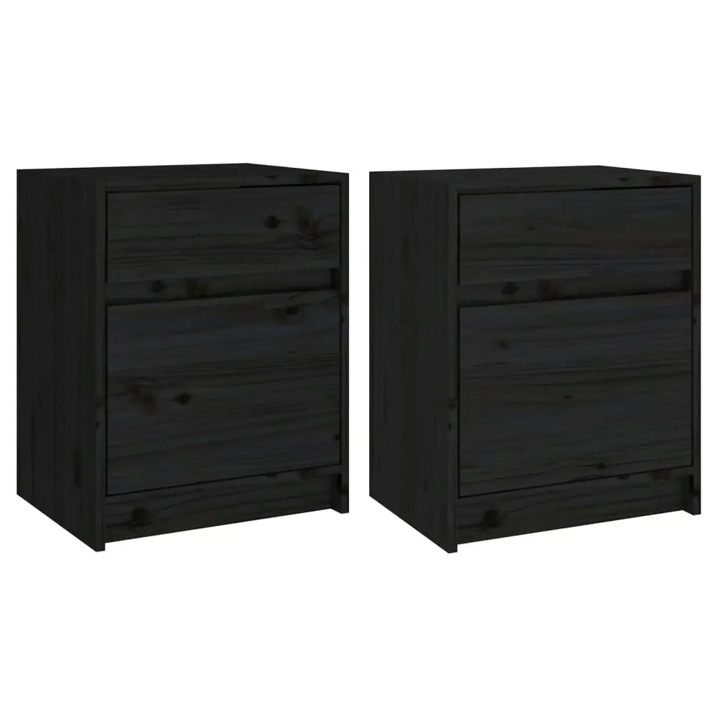 Bedside Cabinets 2 pcs Black 40x31x50 cm Solid Pinewood 808132