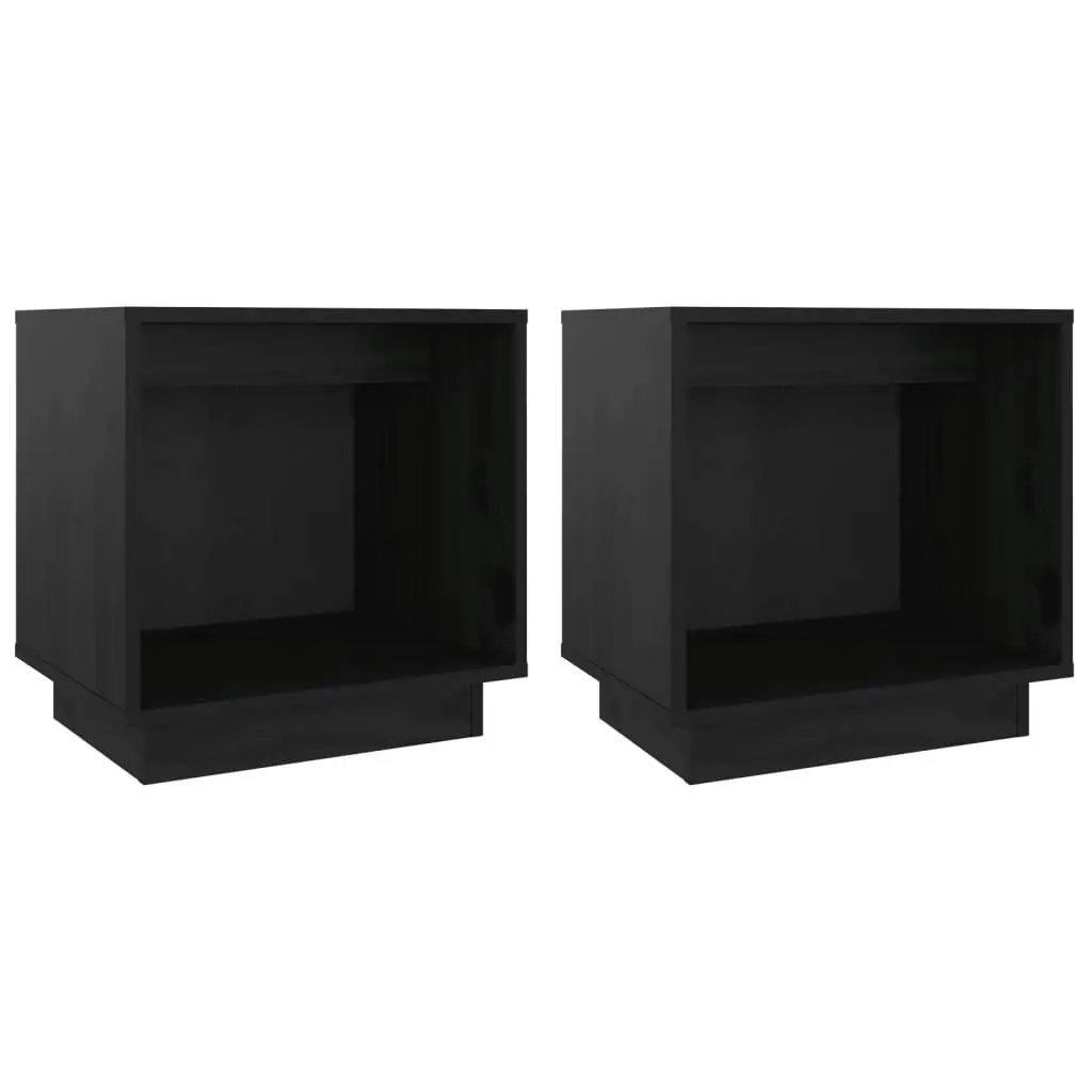 Bedside Cabinets 2 pcs Black 40x30x40 cm Solid Wood Pine 813344