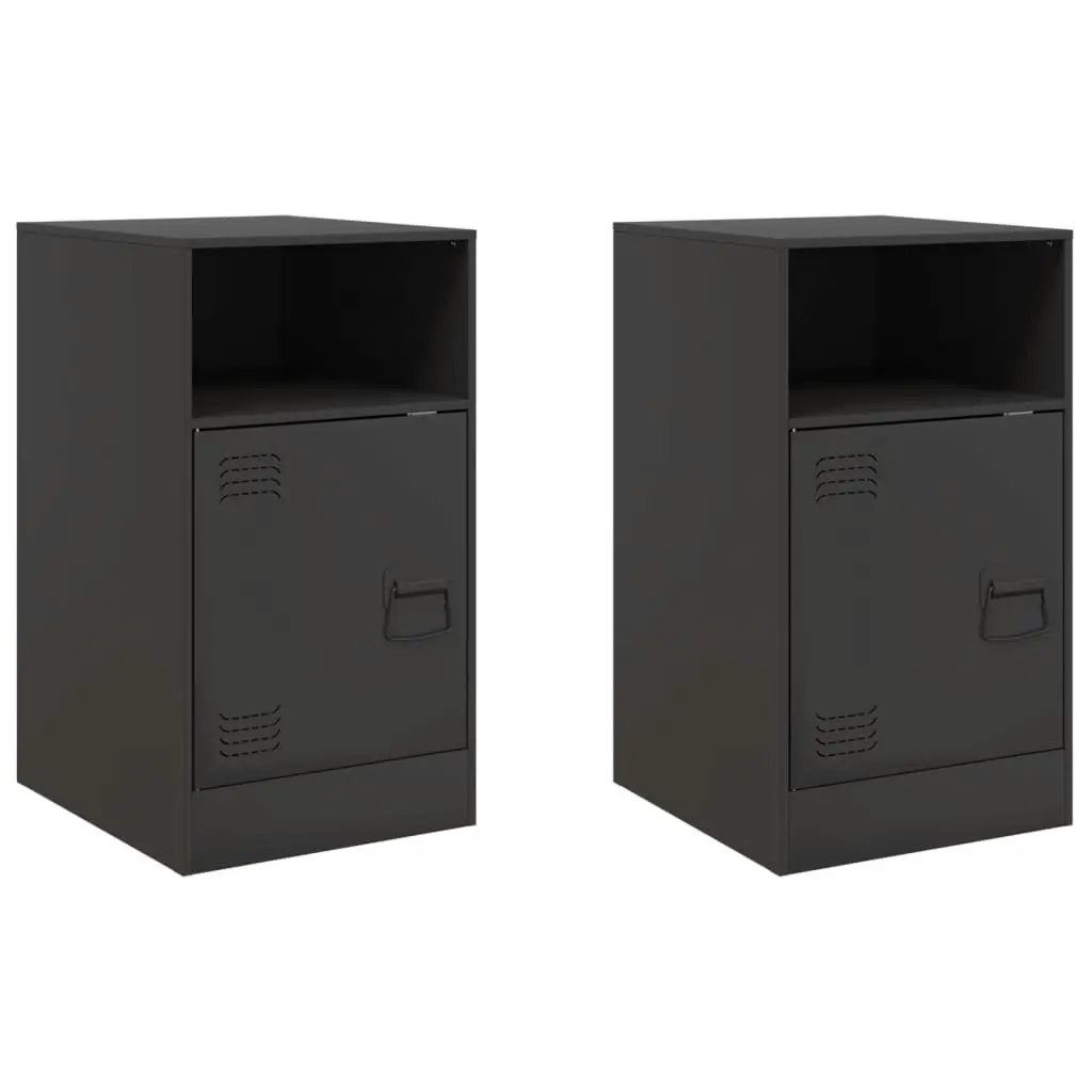 Bedside Cabinets 2 pcs Black 34.5x39x62 cm Steel 841764