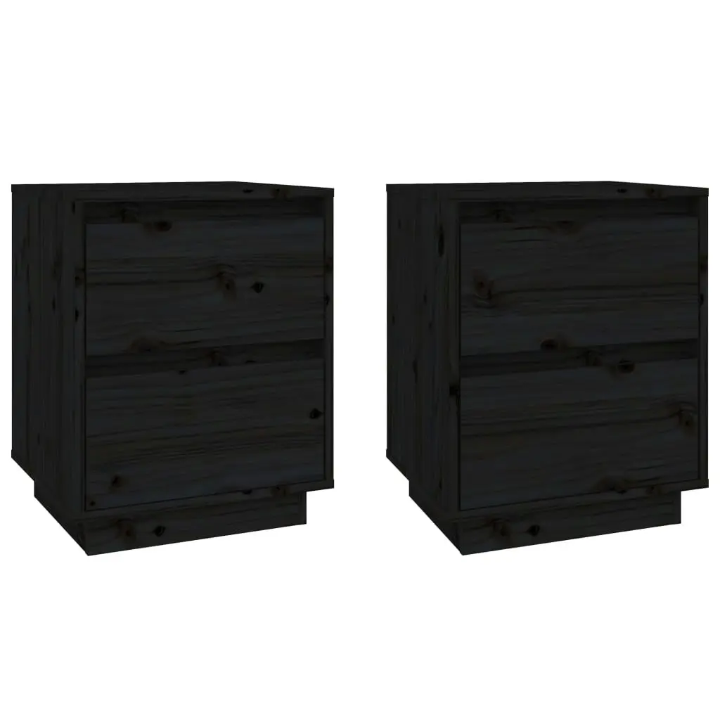 Bedside Cabinets 2 pcs Black 40x35x50 cm Solid Wood Pine 813324