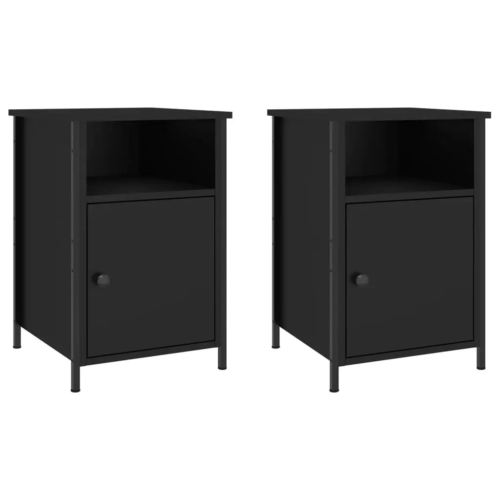 Bedside Cabinets 2 pcs Black 40x42x60 cm Engineered Wood 825914