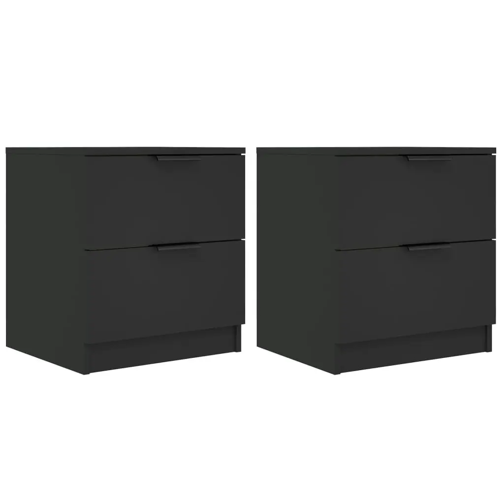 Bedside Cabinets 2 pcs Black Engineered Wood 811217