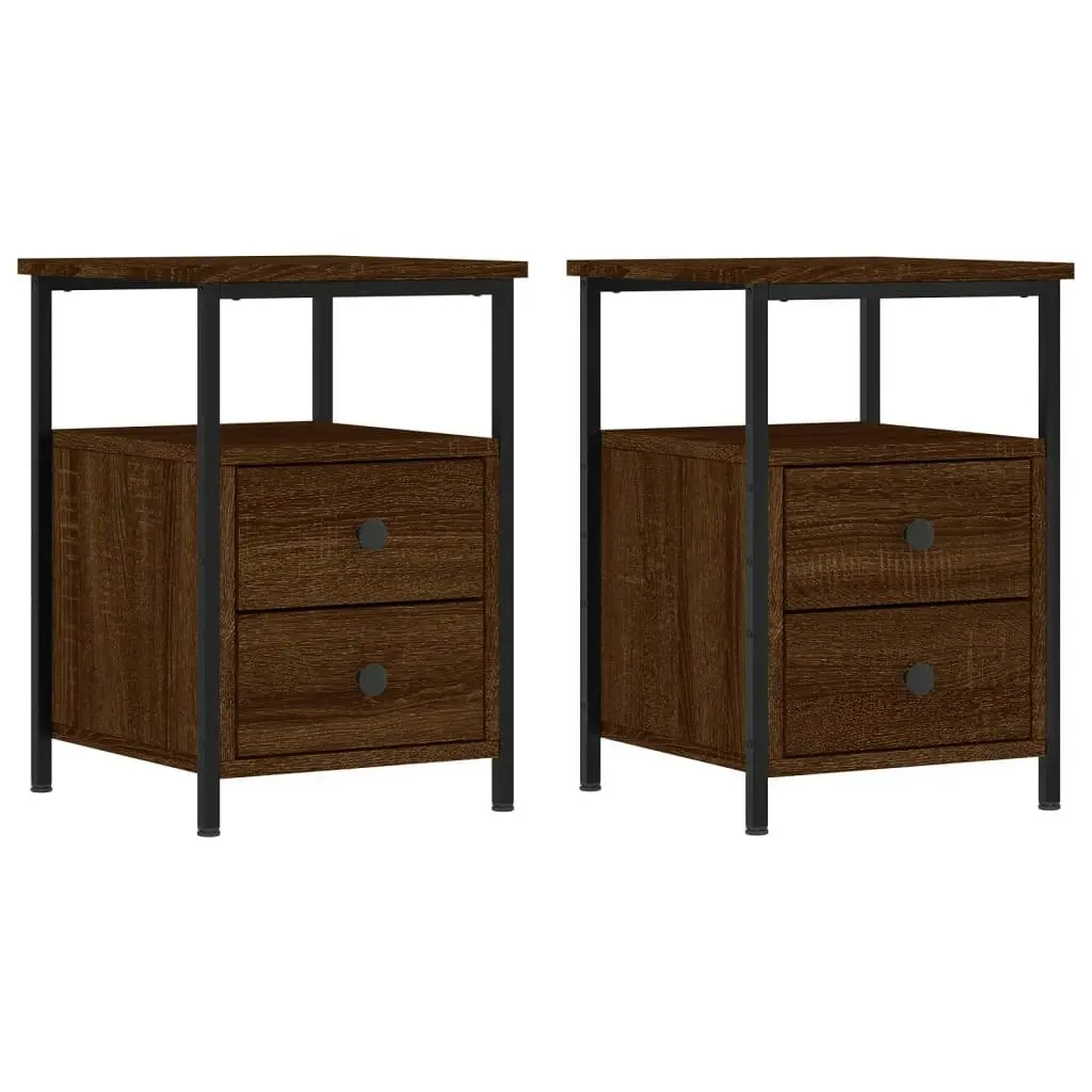 Bedside Cabinets 2 pcs Brown Oak 34x35.5x50 cm Engineered Wood 826022