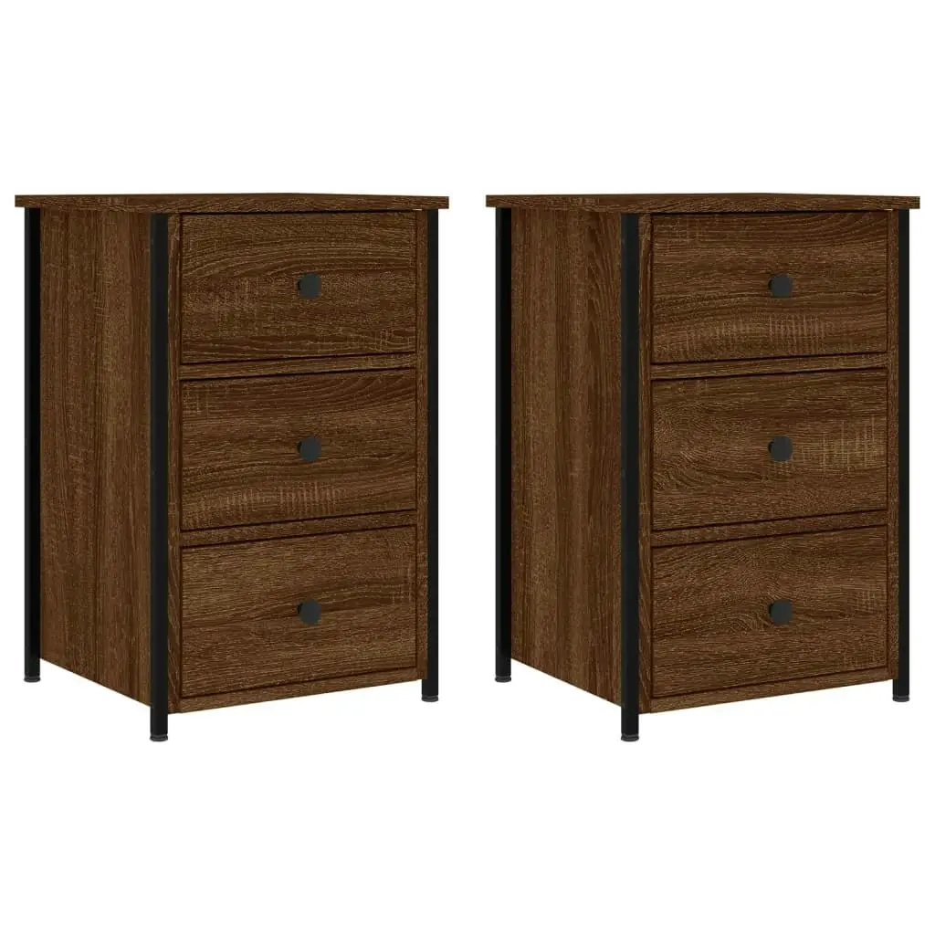 Bedside Cabinets 2 pcs Brown Oak 40x36x60 cm Engineered Wood 826002