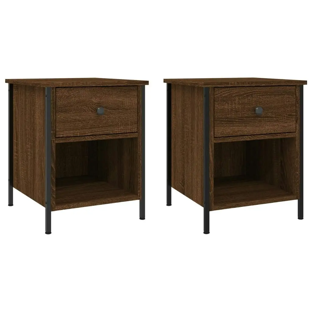 Bedside Cabinets 2 pcs Brown Oak 40x42x50 cm Engineered Wood 825942