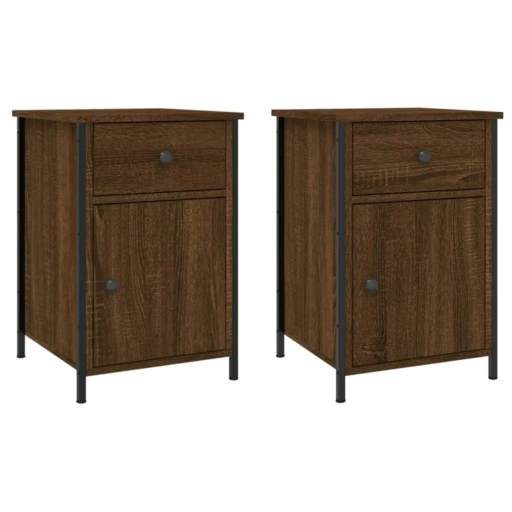 Bedside Cabinets 2 pcs Brown Oak 40x42x60 cm Engineered Wood 825912