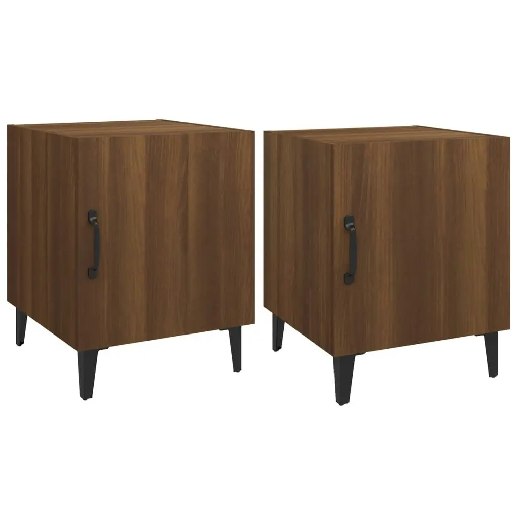 Bedside Cabinets 2 pcs Brown Oak Engineered Wood 817320