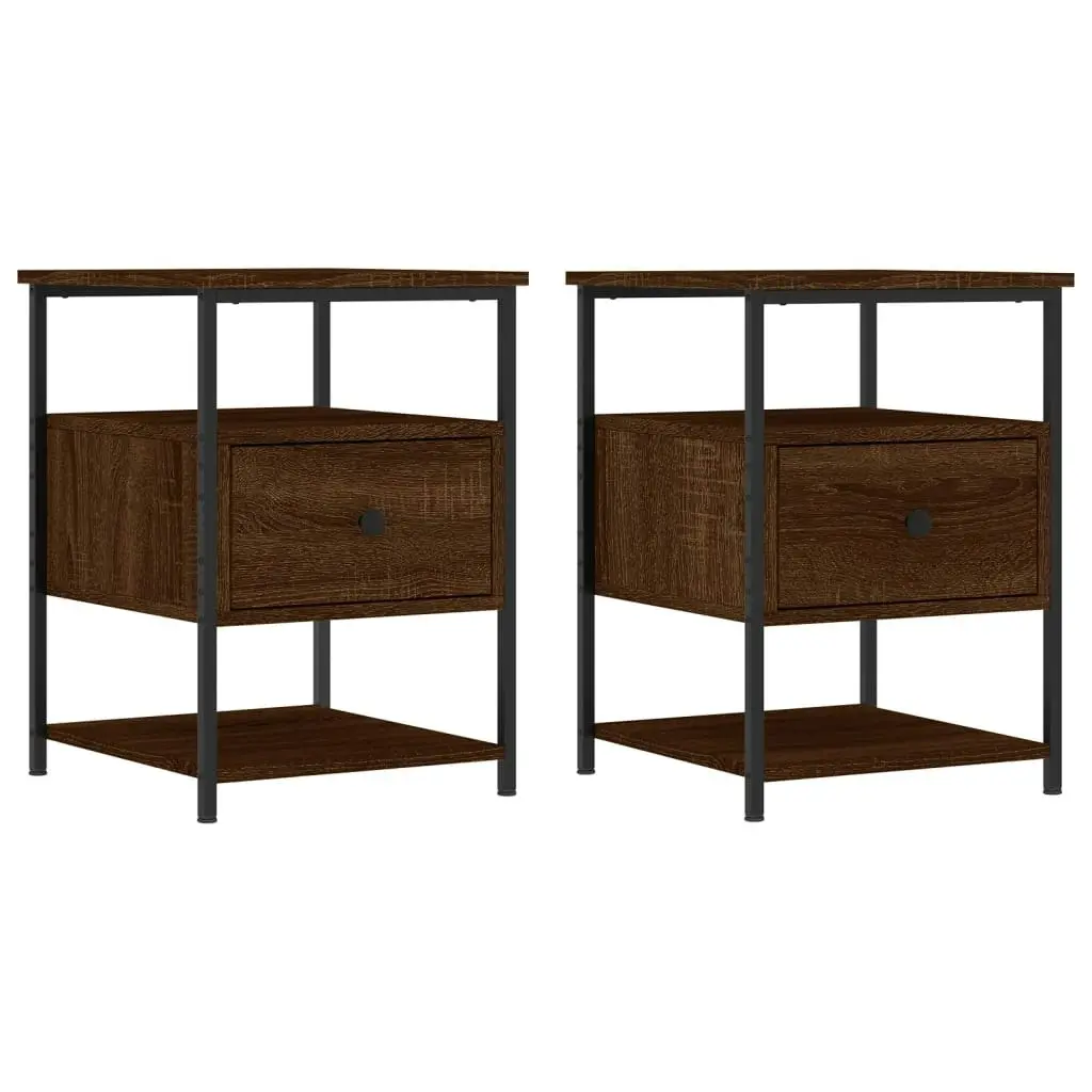 Bedside Cabinets 2 pcs Brown Oak 40x42x56 cm Engineered Wood 826032