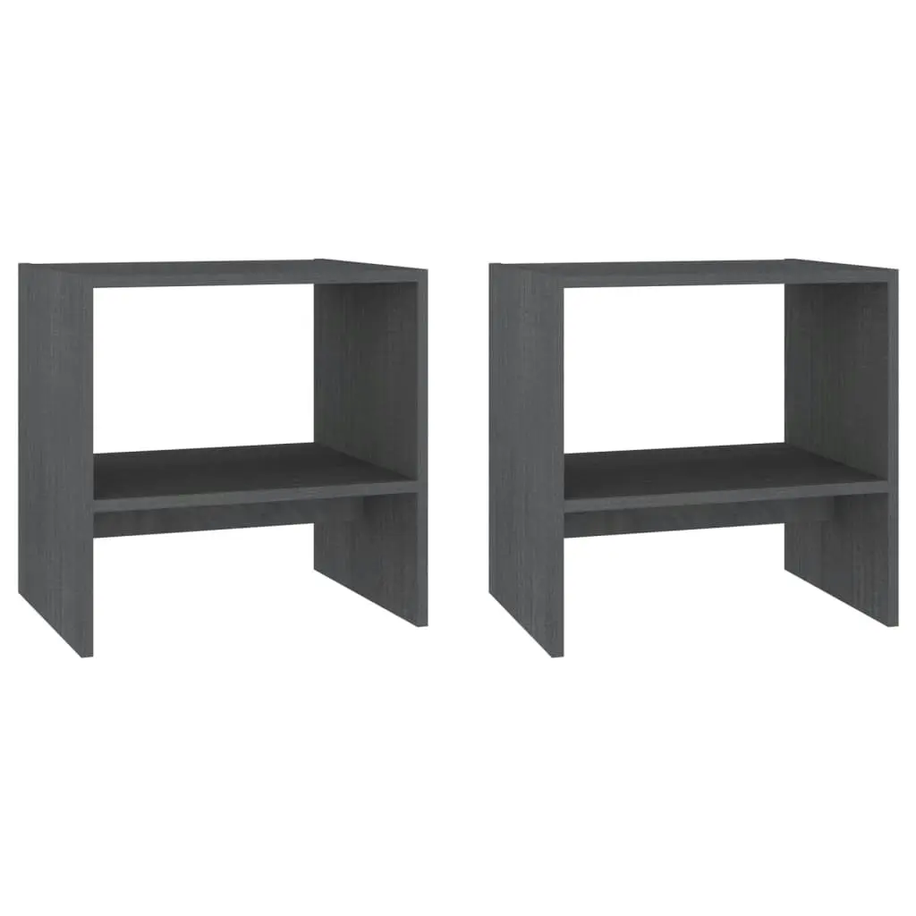 Bedside Cabinets 2 pcs Grey 40x30.5x40 cm Solid Pinewood 808058