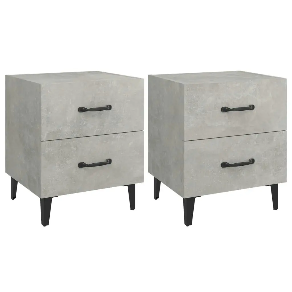 Bedside Cabinets 2 pcs Concrete Grey 40x35x47.5 cm 811997