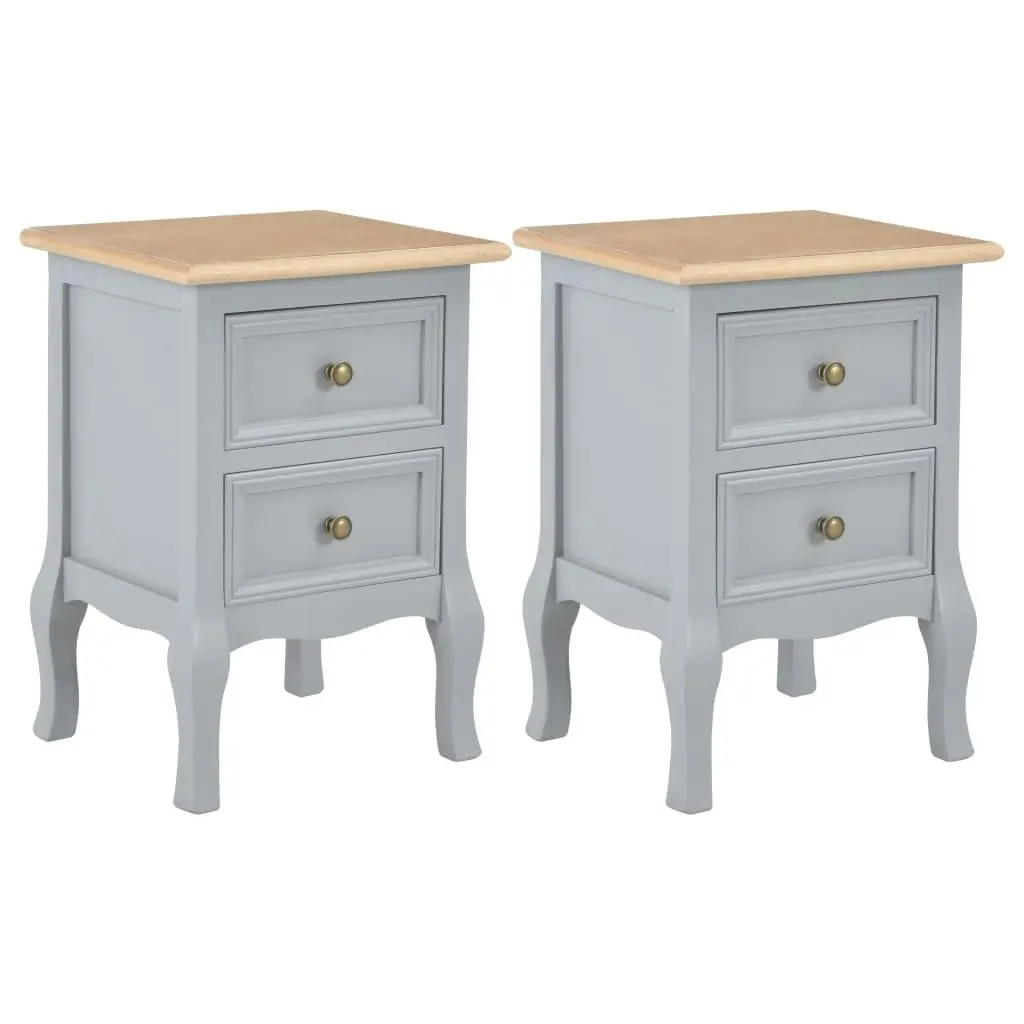 Bedside Cabinets 2 pcs Grey 35x30x49 cm MDF 280039