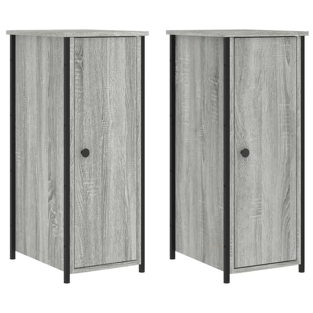 Bedside Cabinets 2 pcs Grey Sonoma 32x42x80 cm Engineered Wood 825970