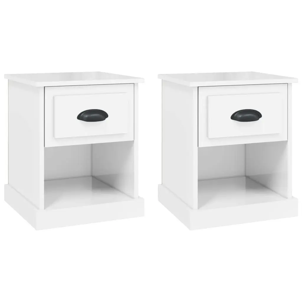 Bedside Cabinets 2 pcs High Gloss White 39x39x47.5 cm Engineered Wood 816133