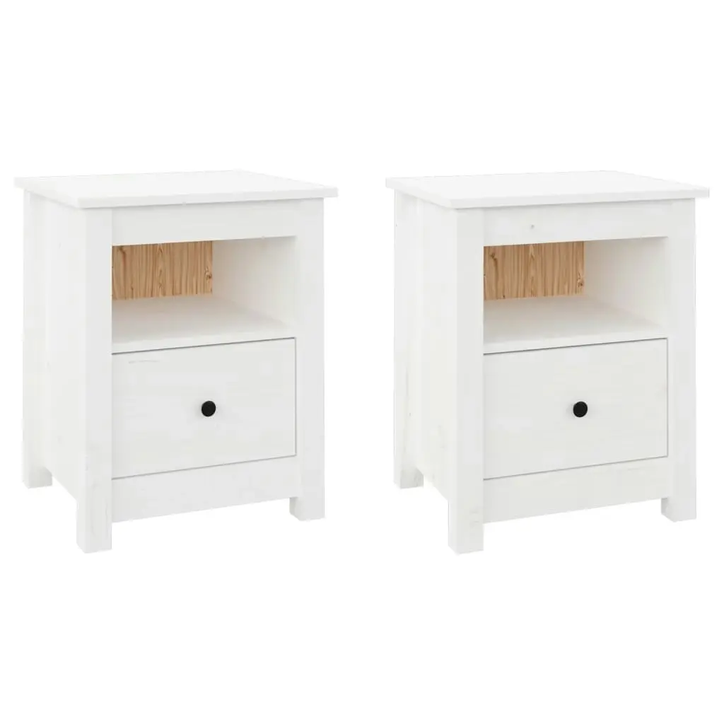 Bedside Cabinets 2 pcs White 40x35x49 cm Solid Wood Pine 813712