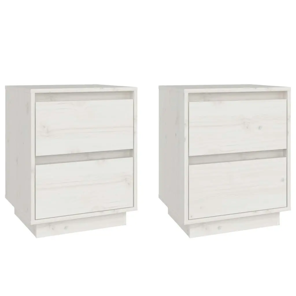 Bedside Cabinets 2 pcs White 40x35x50 cm Solid Wood Pine 813318