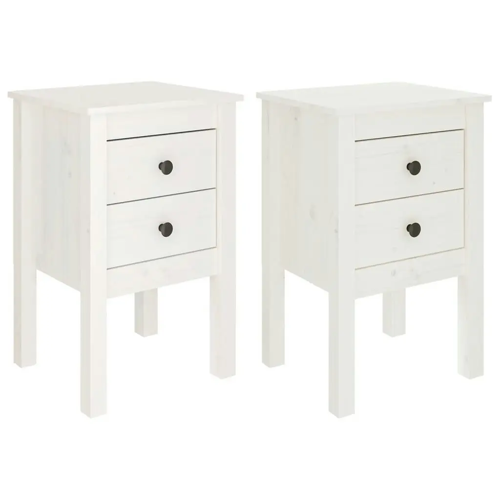 Bedside Cabinets 2 pcs White 40x35x61.5 cm Solid Wood Pine 813692