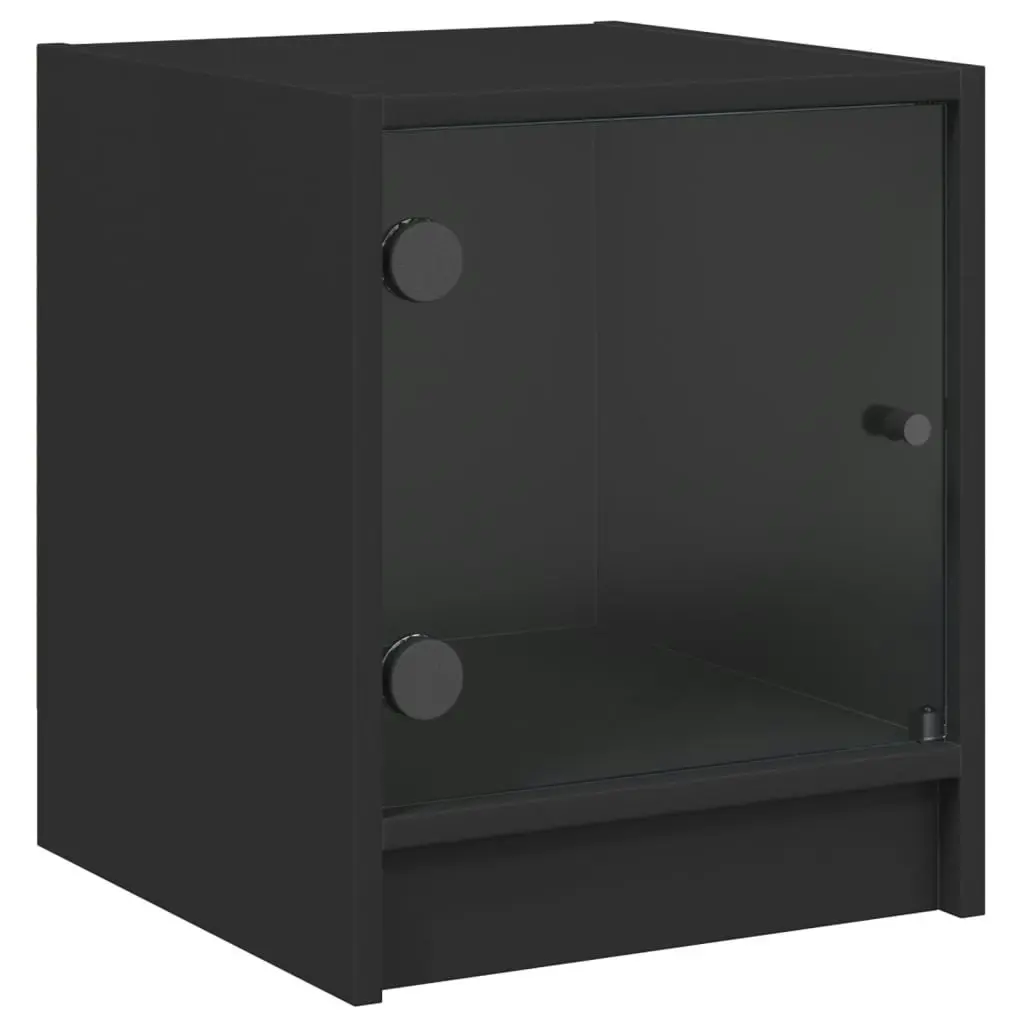 Bedside Cabinet with Glass Door Black 35x37x42 cm 836345