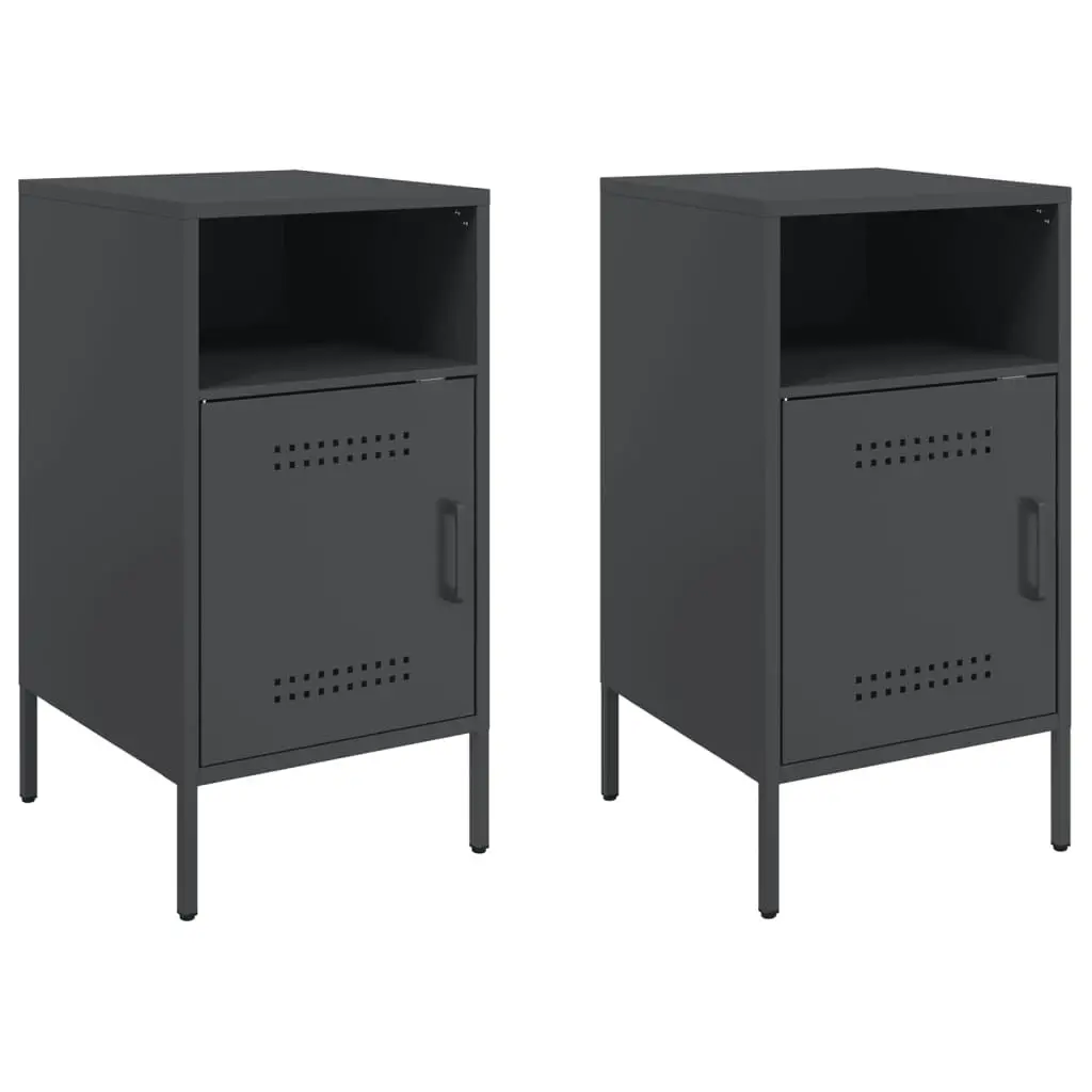 Bedside Cabinets 2 pcs Black 36x39x68 cm Steel 843067