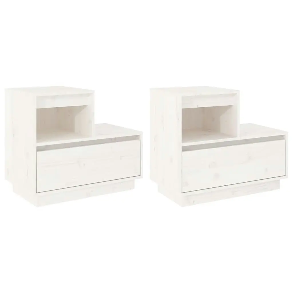 Bedside Cabinets 2 pcs White 60x34x51 cm Solid Wood Pine 814377