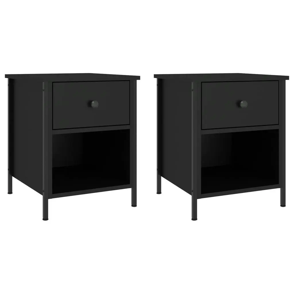 Bedside Cabinets 2 pcs Black 40x42x50 cm Engineered Wood 825934