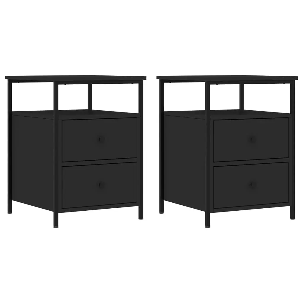 Bedside Cabinets 2 pcs Black 44x45x60 cm Engineered Wood 826004