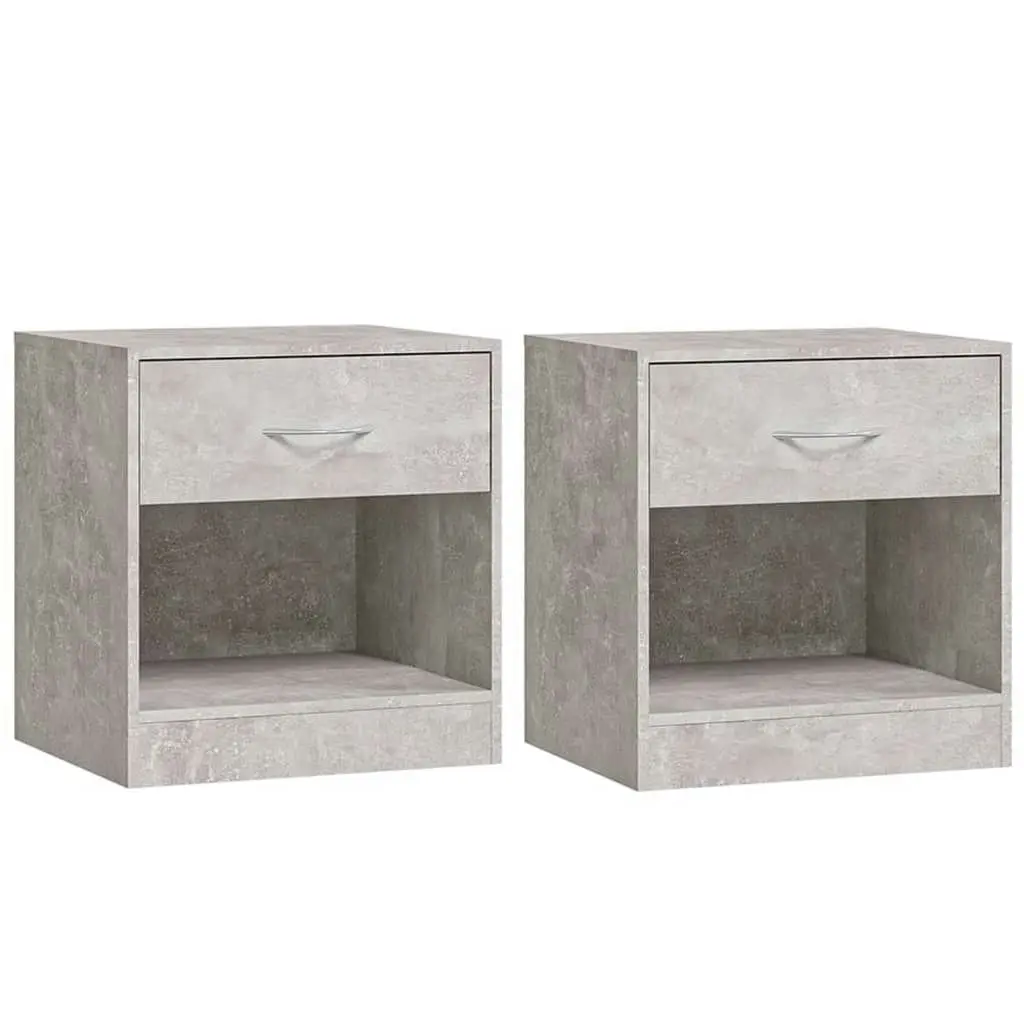 Bedside Cabinets 2 pcs with Drawer Concrete Grey 342584