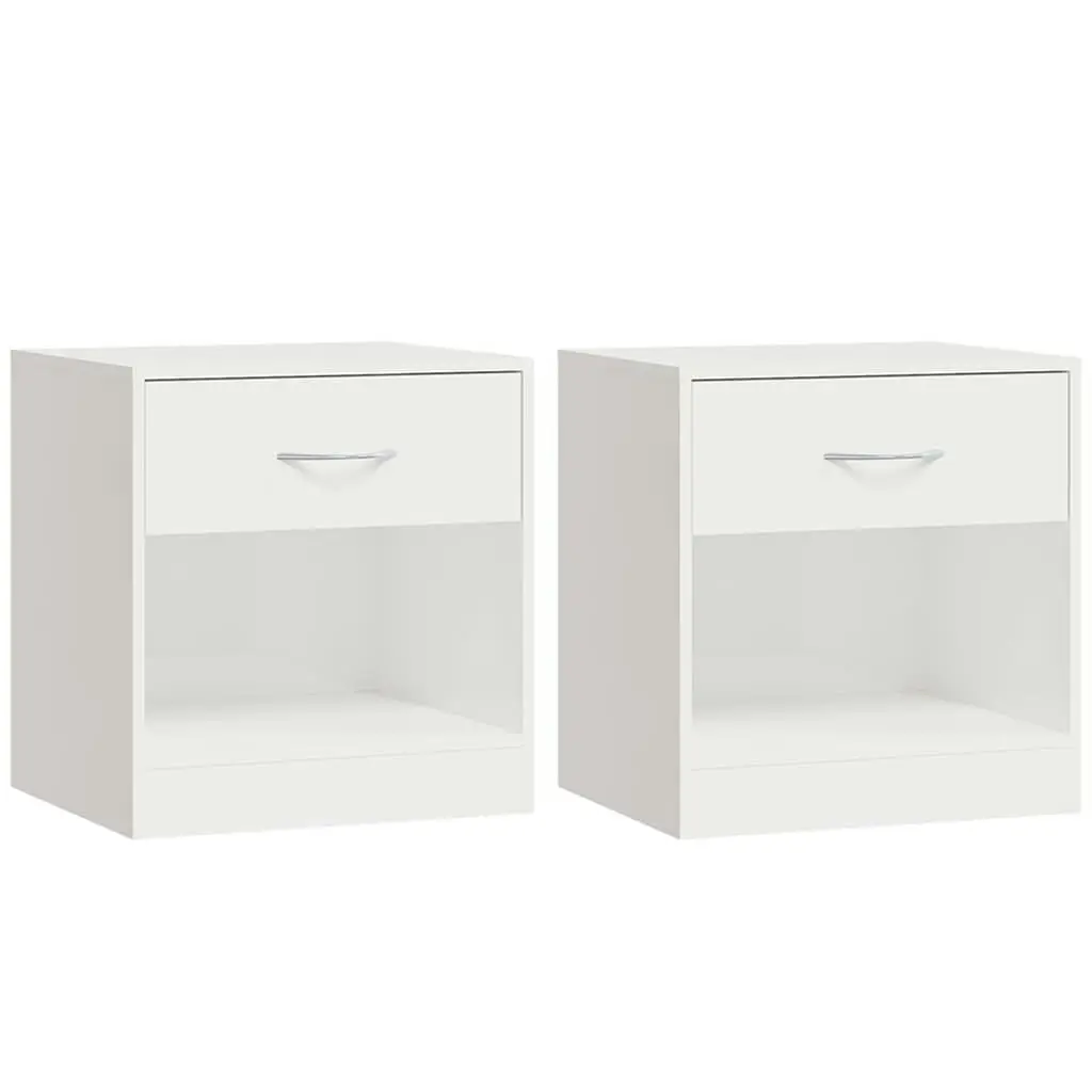 Bedside Cabinets 2 pcs with Drawer High Gloss White 342585