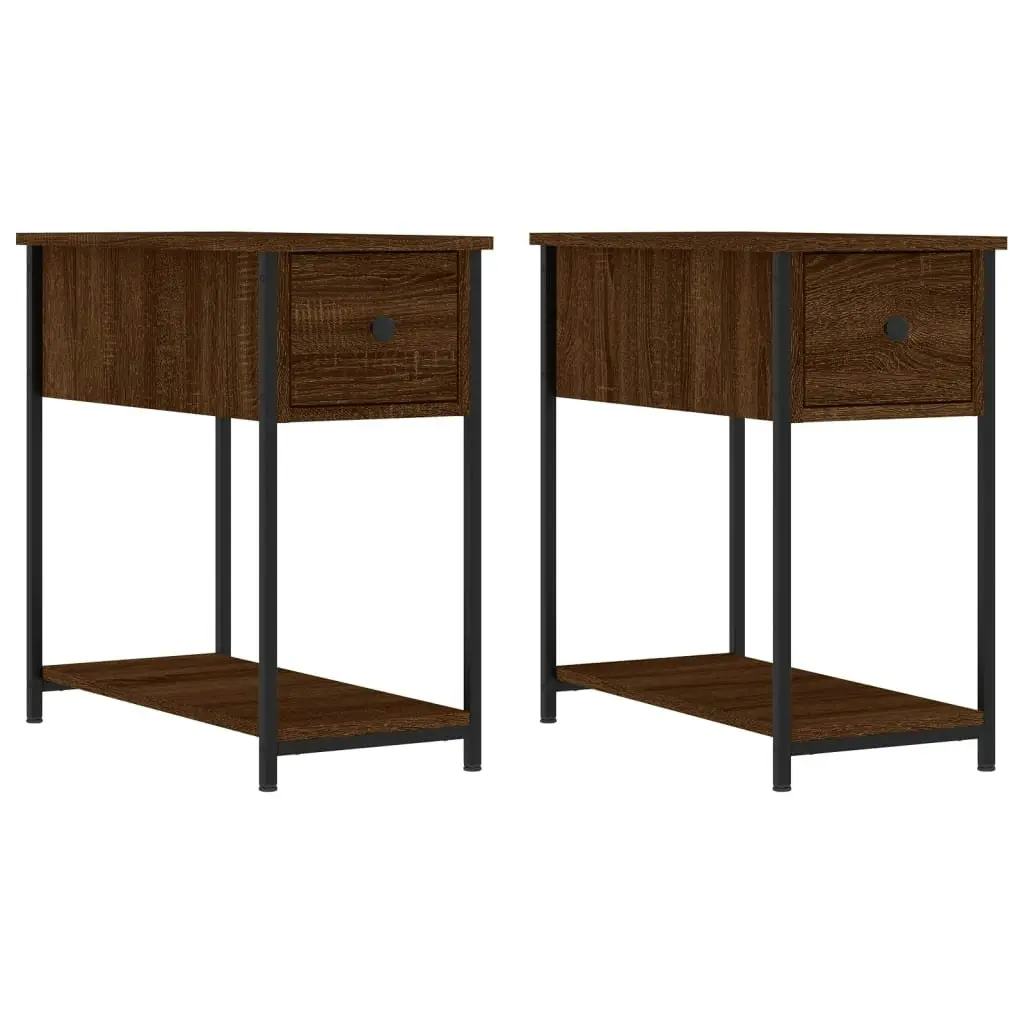 Bedside Cabinets 2 pcs Brown Oak 30x60x60 cm Engineered Wood 826062